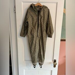 Zara polar fleece lined rubberized romper: kids leopard rain suit